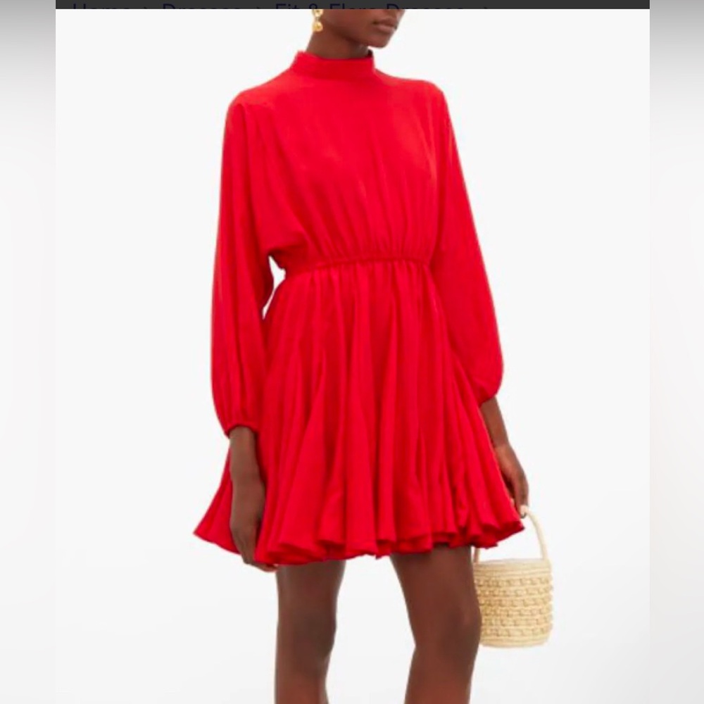 Rhode Resort Red Long Sleeve Frill Dress